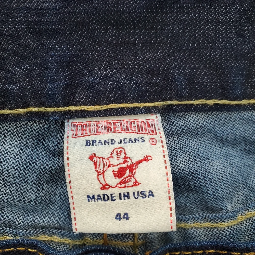 True Religion Ricky Straight Jeans Mens 44 Dark Wash Made In USA